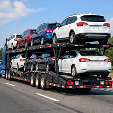 New Cars Hauled by Truck