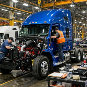 Semi Truck Construction at Factory