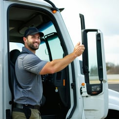 a truck driver out of his truck