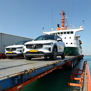 new autos coming off a truck or steamship-1