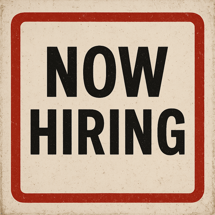 now hiring sign