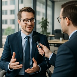 person being interviewed in a business setting