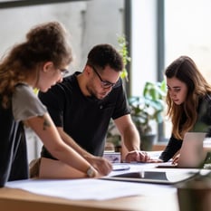 photo of people working together