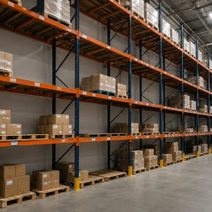 empty warehouse shelves